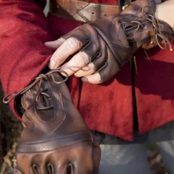 Epic Armoury Fingerlose Handschuhe Mit Schnürsenkeln, Braun -Halloween Verkäufe fingerlose handschuhe mit schnuersenkeln braun 2