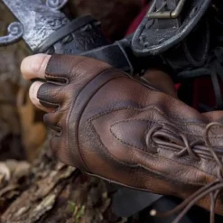 Epic Armoury Fingerlose Handschuhe Mit Schnürsenkeln, Braun -Halloween Verkäufe fingerlose handschuhe mit schnuersenkeln braun 3